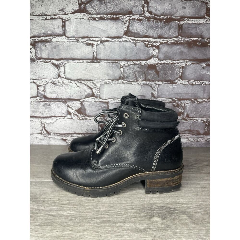 TAOS Footwear Black Leather Lace Up Ankle Combat Boots Women Sz 7.5M US/38EU - Picture 15 of 16